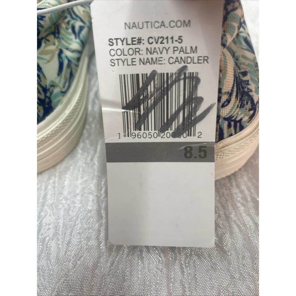 Nautica SLIP ON Shoes Sneakers CANDLER blue floral Navy Palm Men's Size 8.5 New!